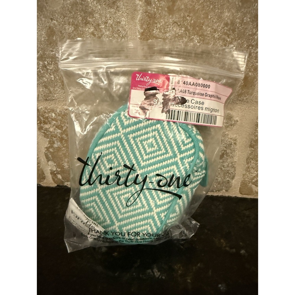 Thirty-One‎ Cute Case-Turquoise Graphic Weave Patterns-NEW